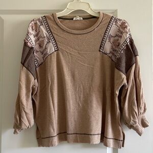 Tan balloon sleeve top